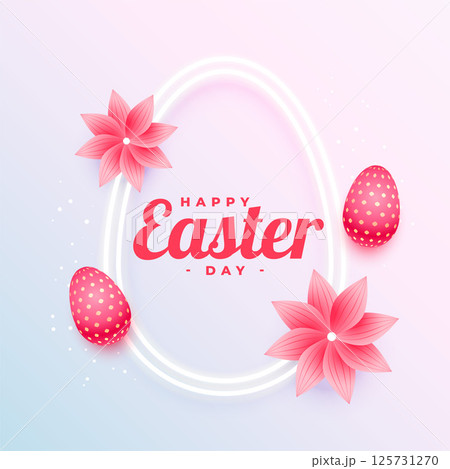 beautiful easter wishes background with flower and egg design 125731270
