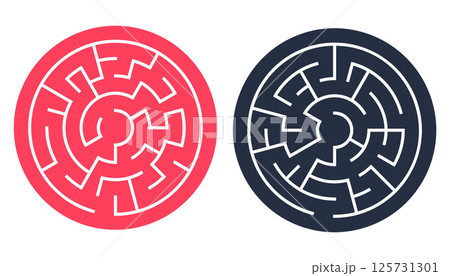 find the right direction to solve circular maze puzzle pattern banner find the right direction to solve circular maze puzzle pattern banner 125731301