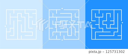 set of three labyrinth square pattern banner think and solve mystery 125731302