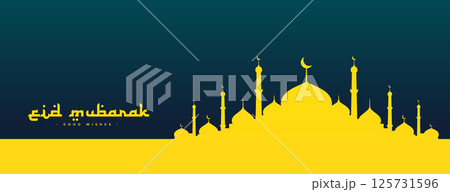 traditional eid mubarak islamic banner with arabic calligraphy 125731596