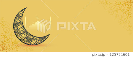 elegant eid ul fitr festival banner with islamic decoration elegant eid ul fitr festival banner with islamic decoration 125731601