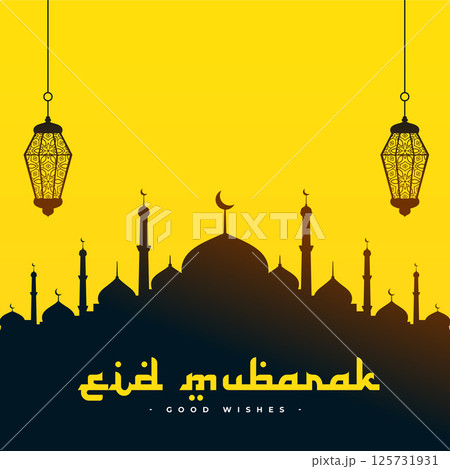 arabic style eid mubarak background with mosque show love for allah 125731931