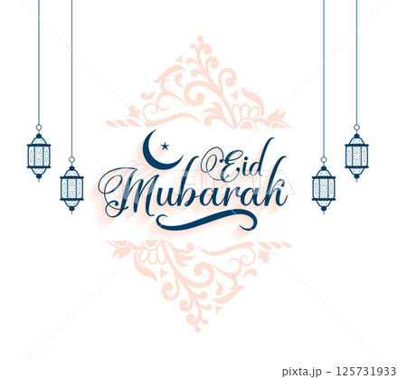 islamic style eid mubarak cultural background with hanging lantern 125731933