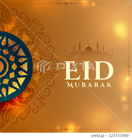 traditional eid mubarak shiny background in islamic decoration traditional eid mubarak shiny background in islamic decoration 125731980