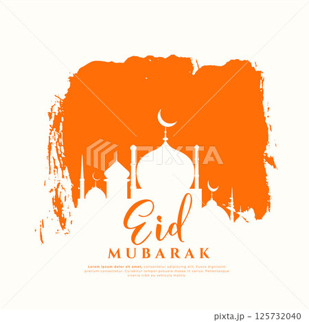 traditional eid mubarak card with mosque design in grungy style traditional eid mubarak card with mosque design in grungy style 125732040