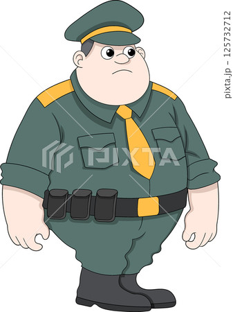 Chubby Soldier Marching Cartoon Vector Military Humor Art 125732712
