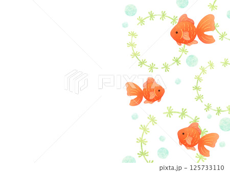 手描き風の可愛い金魚のフレーム 125733110