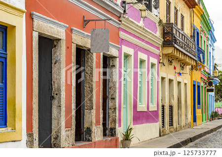 Old colorful colonial style houses 125733777