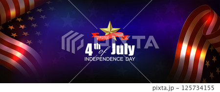 Holiday illustration with silhouette of American flag with bright flashes Holiday illustration with silhouette of American flag with bright flashes 125734155