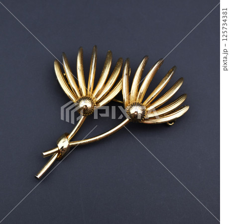 Fashion brooch with antique detail laid flat for women 125734381