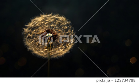 A dandelion on a dark bokeh background 125734789