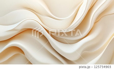 Abstract flowing waves in soft, creamy white tones. Elegant and minimalist design with smooth curves and a sense of gentle movement AI generated 125734903