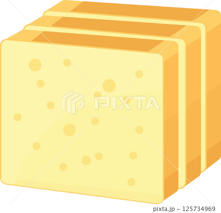 Three fluffy slices of sandwich bread stacked together, revealing delightful air holes, perfect for creating a nutritious and delicious breakfast or snack option Three fluffy slices of sandwich bread stacked together, revealing delightful air holes, perfect for creating a nutritious and delicious breakfast or snack option 125734969