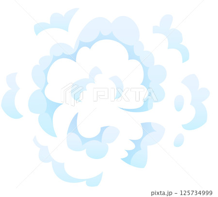 Abstract cloud pattern featuring soft, swirling blue shapes on a white background. The design evokes a sense of tranquility and fluidity, ideal for backgrounds or creative projects 125734999