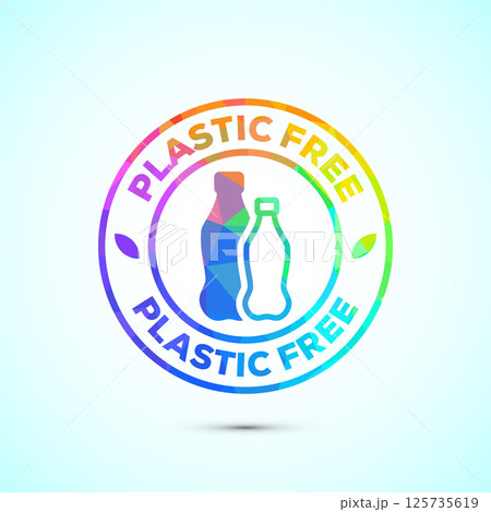 Plastic free icon design illustration, No plastic product sign symbol in low poly style Plastic free icon design illustration, No plastic product sign symbol in low poly style 125735619