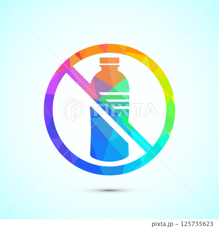 Plastic free icon design illustration, No plastic product sign symbol in low poly style Plastic free icon design illustration, No plastic product sign symbol in low poly style 125735623