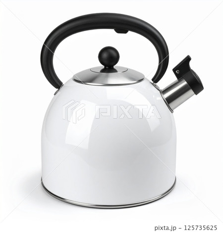 Old retro kettle over white background Old retro kettle over white background 125735625