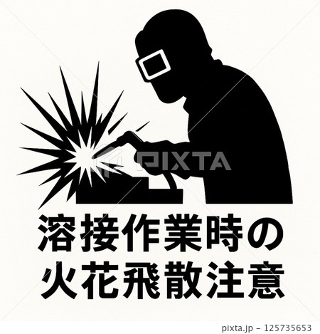 溶接作業中の火花飛散に注意! 溶接作業中の火花飛散に注意! 125735653