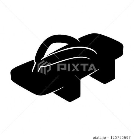 伝統的な下駄のシルエットイラスト 125735697