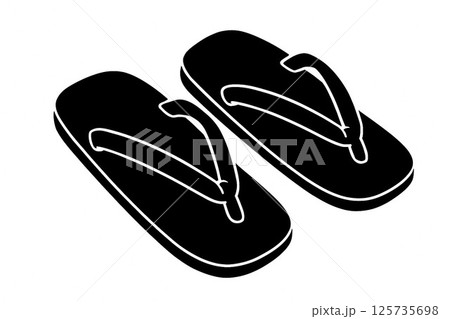 伝統を歩む雪駄のシルエット 125735698