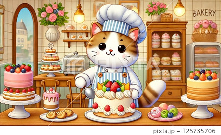 猫のパティシエが作る夢のケーキ屋さん 125735706