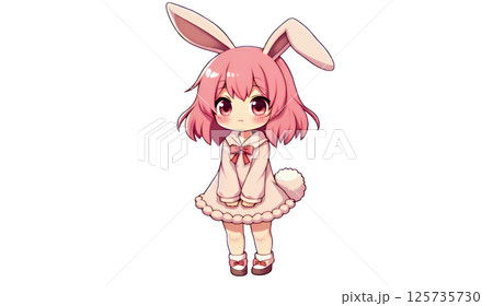 ピンク色のかわいいバニーガール 125735730