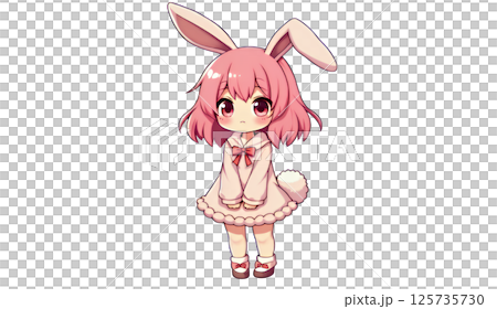 ピンク色のかわいいバニーガール 125735730