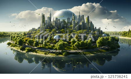 Green natural environmentally friendly wood in a glass dome sphere. Concept green energy ecologist and care for the environment Green natural environmentally friendly wood in a glass dome sphere. Concept green energy ecologist and care for the environment 125736241