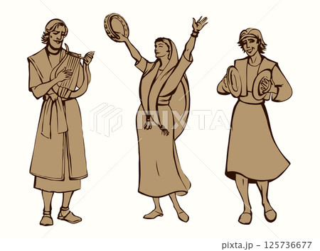 The ancient people are having fun. Vector drawing The ancient people are having fun. Vector drawing 125736677