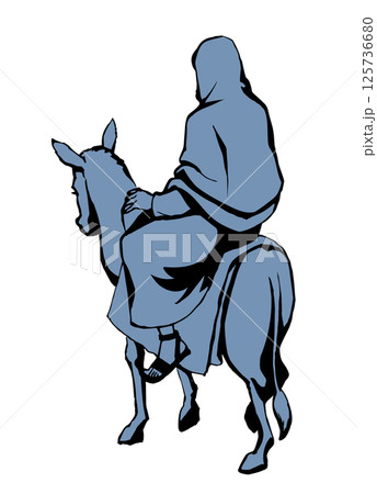 Jesus' Entry into Jerusalem. Vector drawing 125736680