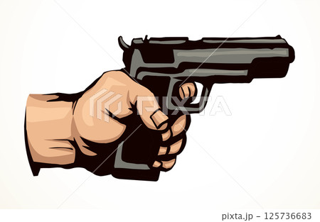 Hand with a gun. Vector drawing 125736683