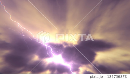 昼の曇り空と雷 125736878