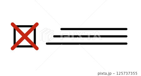 Red cross mark inside checkbox. Minimalist icon representing error, failure, rejection, or incomplete task. Simple flat UI,UX design element for apps, websites, and presentations. 125737355