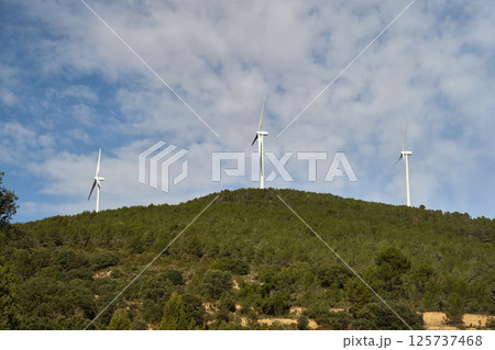 group of wind turbine on mountain group of wind turbine on mountain 125737468
