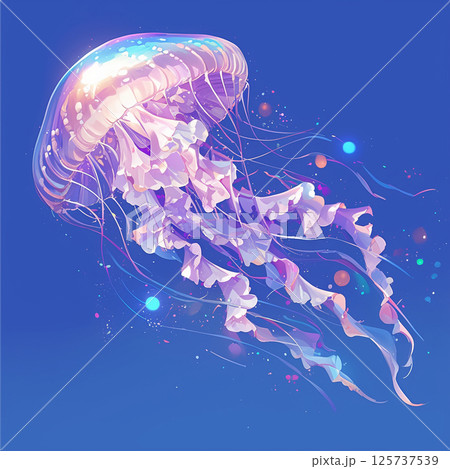 美しい泳ぐクラゲのイラスト素材 [125737539] - PIXTA