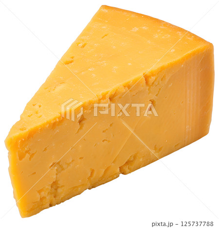 Delicious triangle of cheddar cheese isolated on the transparent background, italian dairy delicacy 125737788