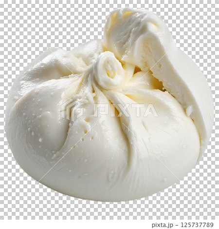 Fresh burrata cheese Isolated on the transparent background, italian dairy delicacy 125737789