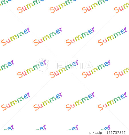 Summer seamless pattern. Childish text 125737835
