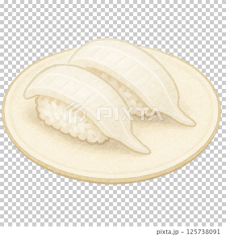 いかの握り寿司イラスト(2貫)|水彩風・寿司ネタ・イカ・白背景 いかの握り寿司イラスト(2貫)|水彩風・寿司ネタ・イカ・白背景 125738091