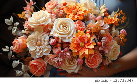 Beautiful wedding festive bouquet of the bride Beautiful wedding festive bouquet of the bride 125738347
