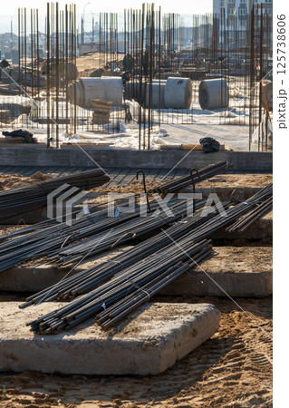 Stack of construction armature Stack of construction armature 125738606
