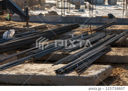 Stack of construction armature Stack of construction armature 125738607