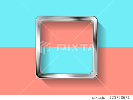 Metallic square frame on a pastel pink and blue background with shadow Metallic square frame on a pastel pink and blue background with shadow 125738671