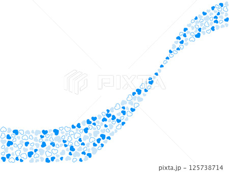 ハート柄の背景 青系の3色 フチと単色 ハート 125738714