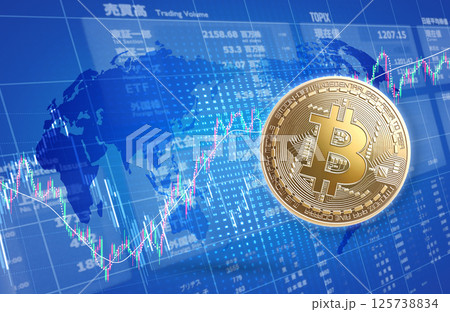 ビットコインと上昇する仮想通貨 ビットコインと上昇する仮想通貨 125738834