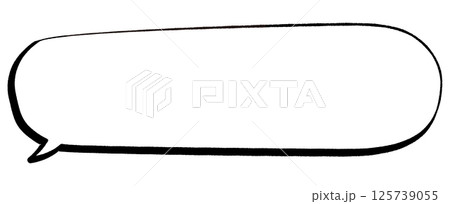線画手書き風のシンプルな吹き出し とても長い横長 角丸　しっぽ左 125739055