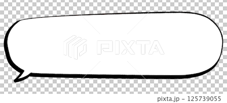 線画手書き風のシンプルな吹き出し とても長い横長 角丸　しっぽ左 125739055
