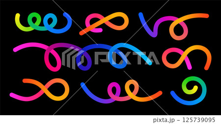 Abstract colorful ribbon gradient loops shape. Colorful lines design dynamic creative curves 125739095