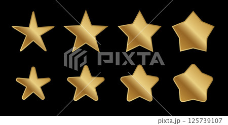 Gold star vector icon award review. Golden star 3d rank metal element background. 125739107
