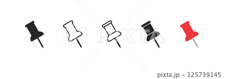 Push pin icon set marker. Pin pointer thumbstack minimal icon Push pin icon set marker. Pin pointer thumbstack minimal icon 125739145